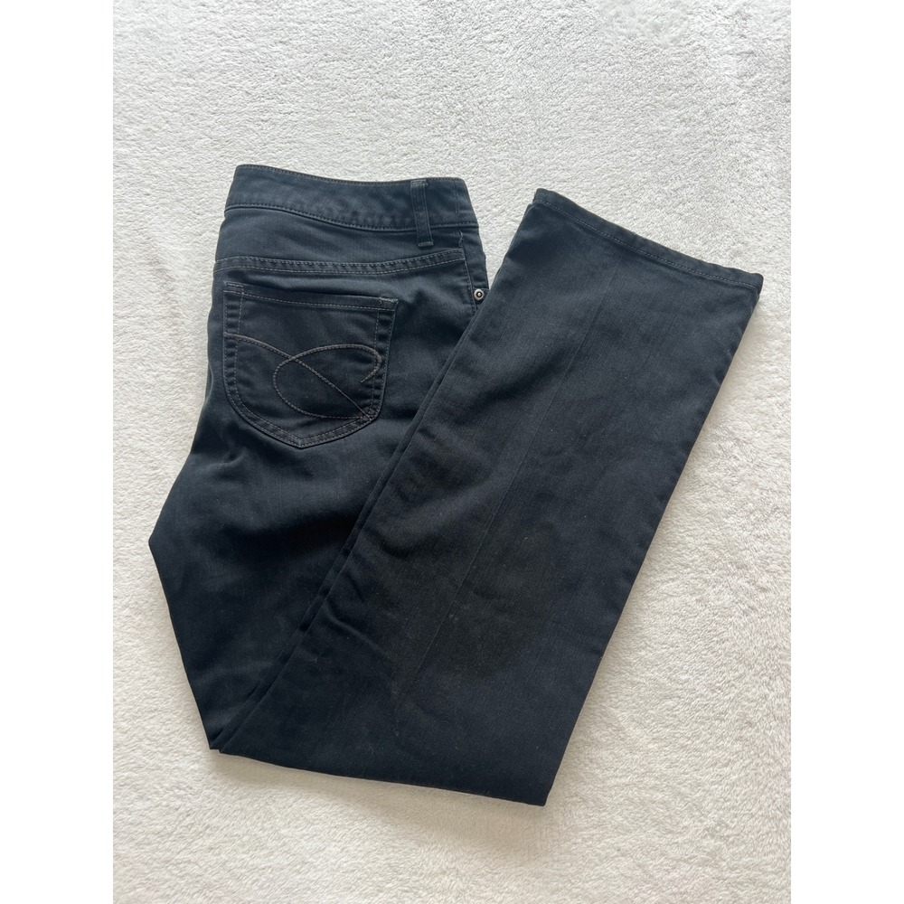 Chicos Platinum Denim Black Straight Leg Jeans Size 1.5 Regular RN 79984